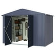thumbnail image 1 of Veikous 8' x 6' Outdoor Storage Shed, Backyard Garden Metal Tool Shed for Lawn w/ Lockable Doors & Vents, Grey, 1 of 8