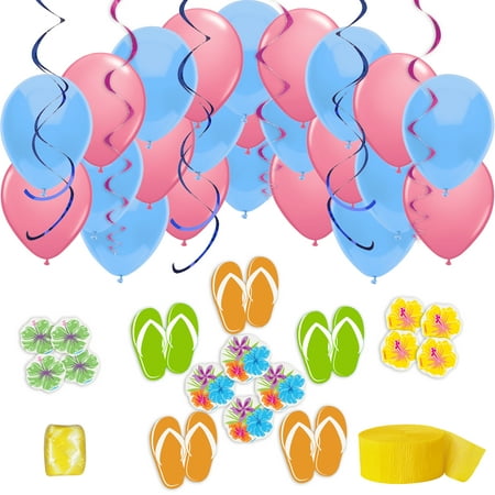 Veil Entertainment 66pc Summer Luau Party Tableware Pack Decoration Kit