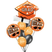 Veil Entertainment Congrats Grad Cap Stars School Colors Decor 9pc Graduation Balloons, Orange