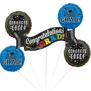 Veil Entertainment Congratulations Grad Banner School Colors 5pc Graduation Balloons, Blue