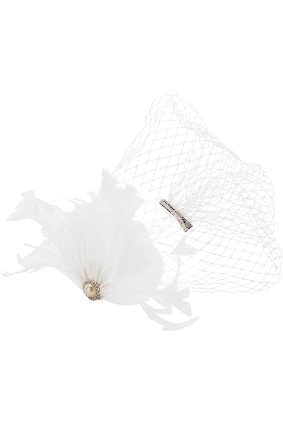 Veil Fascinator Hat 50s Wedding Veil Mesh Lace Headband with Hair Clip Bridal Birdcage Veil Fascinator Mesh for Tea Party Wedding Costume Accessories White for DIY White