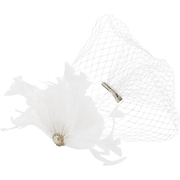 Veil Fascinator Hat 50s Wedding Veil Mesh Lace Headband with Hair Clip Bridal Birdcage Veil Fascinator Mesh White