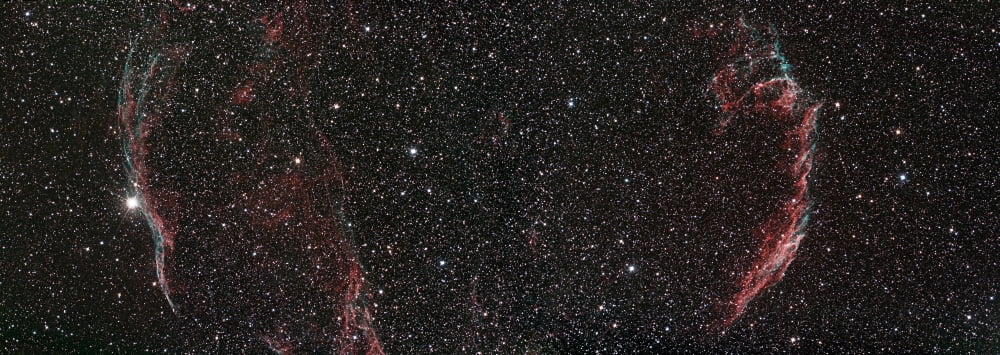 Veil Nebula Mosaic Canvas Art - Philip HartStocktrek Images (24 x 9)