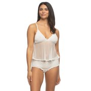 Veil Ruffle Cami and Rumba Panty 2-Piece Set Cloud Dancer, Large
