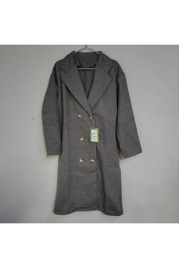 coats, Notched Lapel Loose Fit Trench Coat for Fall & Winter