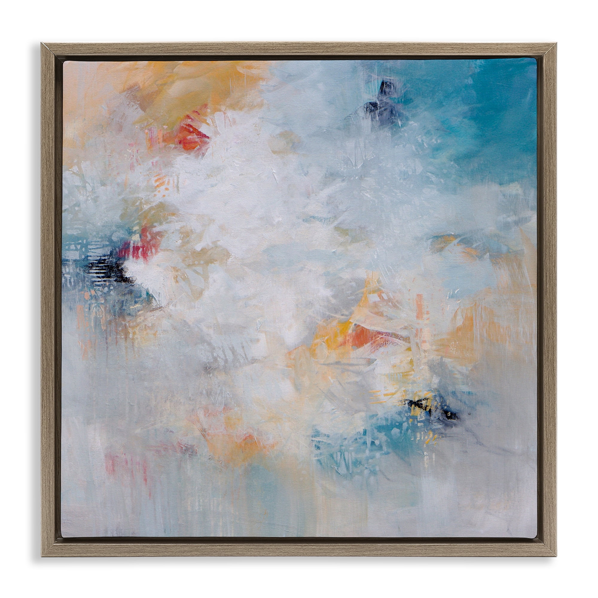 Veiled Dance Abstraction Brown Framed Floater Canvas Wall Art, design by Karen Hale
