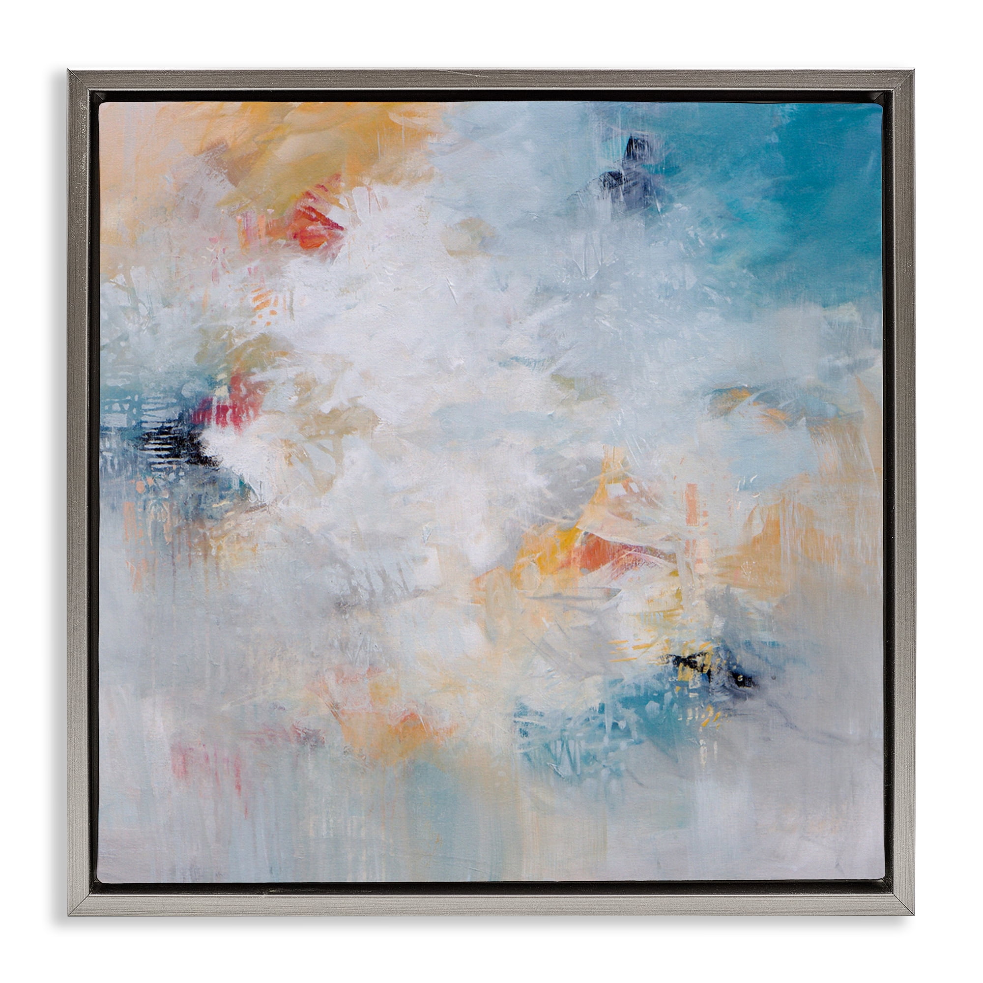 Veiled Dance Abstraction Gray Framed Floater Canvas Wall Art, design by Karen Hale