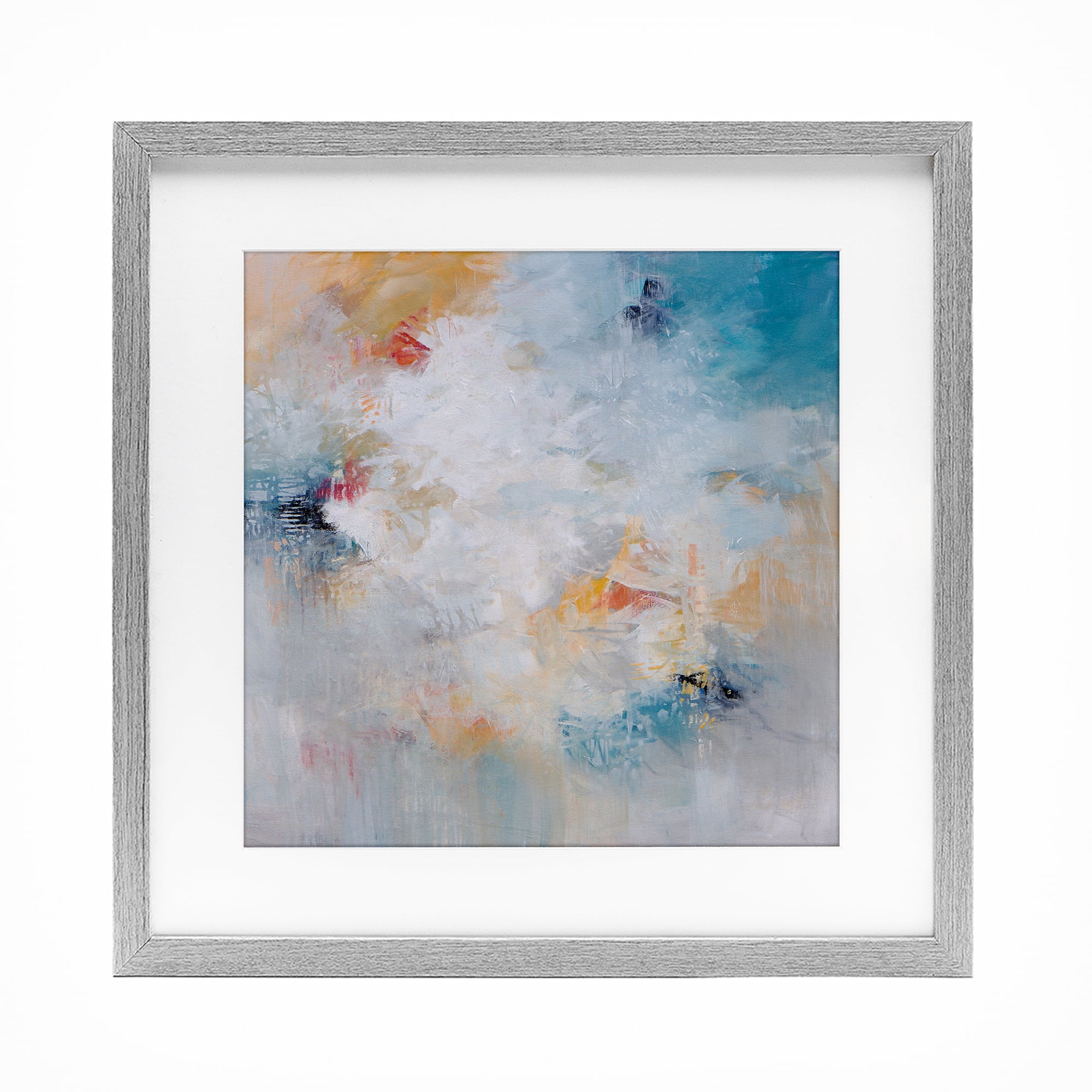 Veiled Dance Abstraction Gray Framed Print Under Glass, design by Karen Hale