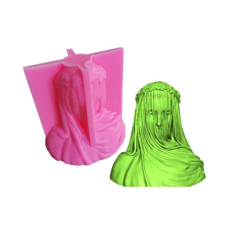 Veiled Lady Candle UV Crystal Epoxy Mold Female Bride Antique Bust Statue Sculpture Woman Body Resin Silicone Mould DIY