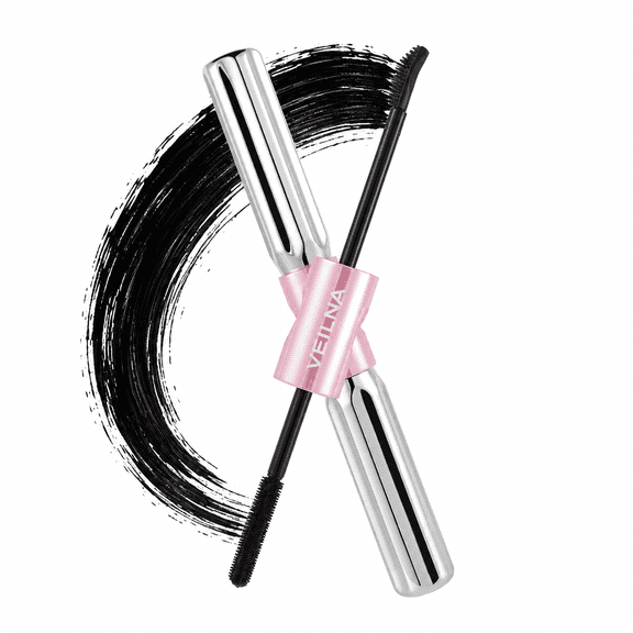 Veilna Dual-Ended Eyelash Mascara Waterproof Smudge Resistant Makeup Two brush styles in one tube, easy to carry and apply for beginners, everyday eye looks, travel, parties and quick touch-ups
