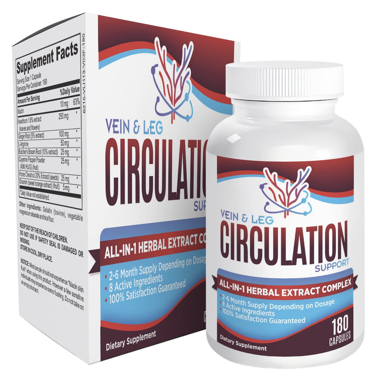 Vein & Leg Circulation Support Supplement (2Month Supply) with 8