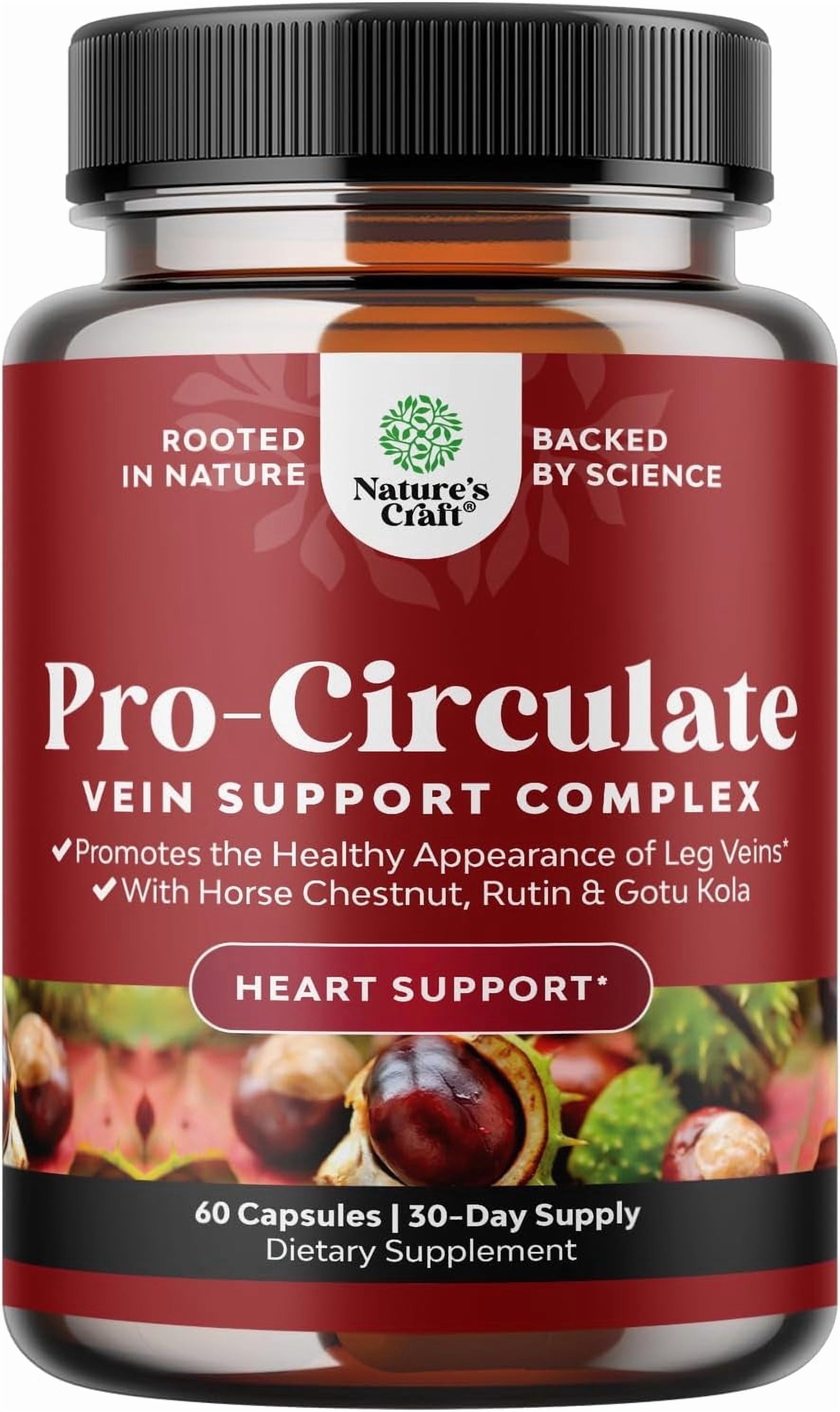 Natures Craft Vein Support Supplement for Varicose Veins & Improved Blood Circulation, 60 Caps