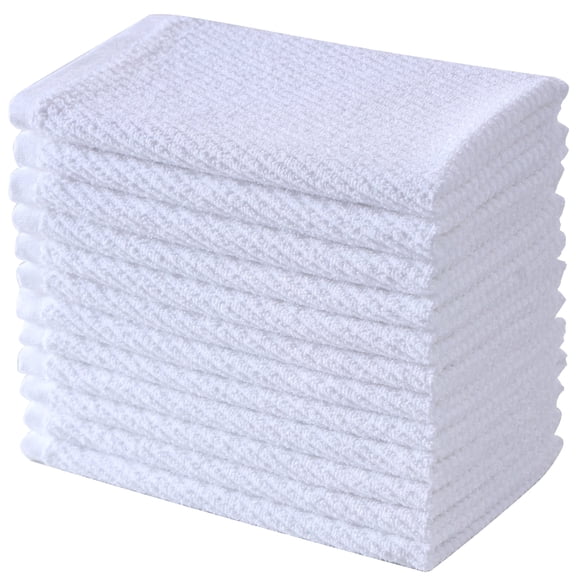 Veinchycot 12-Pack Bar Mop Towels, 100% Cotton Cleaning Towels,Absorbent Reusable Dishcloths for Drying & Cleaning,16” x 19”,White