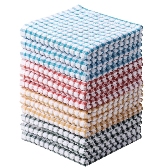 Veinchycot 12-Pack Kitchen Dishcloths, 100% Cotton Absorbent Dish Rags for Drying and Clearing,12x12 inches,Mix Color