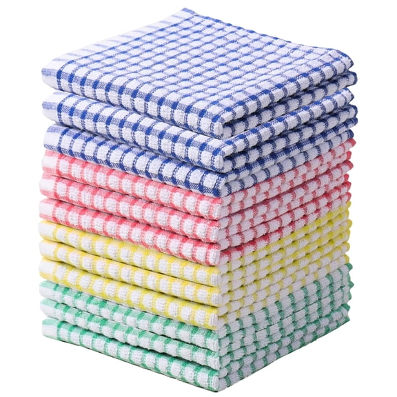 Veinchycot 12-Pack Kitchen Dishcloths, 100% Cotton Absorbent Dish Rags for Drying and Clearing,12x12 inches,Mix color