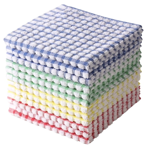 Veinchycot 12-Pack Kitchen Dishcloths, 100% Cotton Absorbent Dish Rags for Drying and Clearing,12x12 inches,Mix color