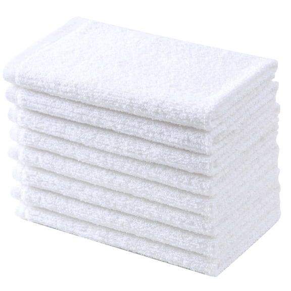 Veinchycot 8-Pack Bar Mop Towels, 100% Cotton Cleaning Towels,Absorbent Reusable Dishcloths for Kitchen, Bar, Restaurant & Household,16” x 19”,White