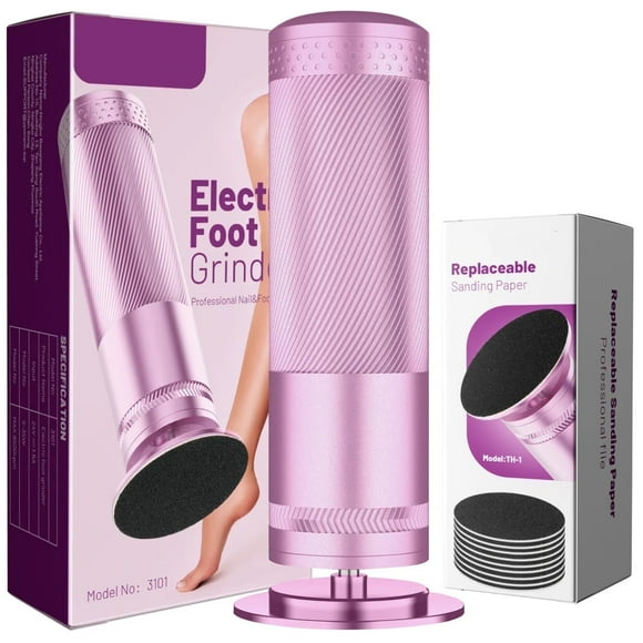 KOPEXY Electric Foot Callus Remover, Adjustable Speed Metal Foot File with 60 Pcs Sandpaper Discs, Professional Pedicure Tool for Dead, Hard Cracked Dry Skin&Calluses