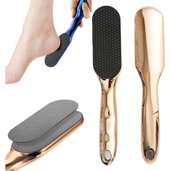 Veinsgrain Foot File, Veins Grain Foot File, Nano Glass Foot File with Non-Slip Ergonomic Handle, Dead Skin Remover for Feet, Professional Pedicure Tools, Callus Remover Foot File (Gold)