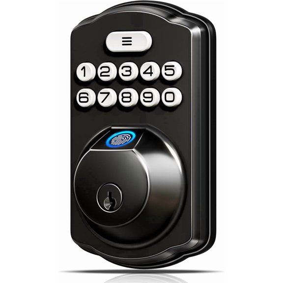 Veise Fingerprint Door Lock, Keyless Entry Smart Lock, Electronic Keypad Deadbolt Lock, Easy Install, Matte Black