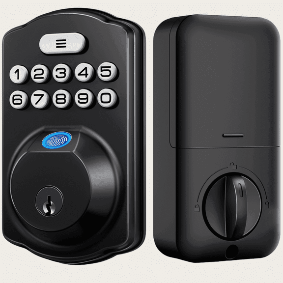 Veise Fingerprint Door Lock, Keyless Entry Smart Lock, Digital Smart Deadbolt, Keypad Door Locks for Front Door, Easy Installation-Matte Black