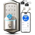 thumbnail image 1 of Veise Built-in Wi-Fi Smart Lock, Fingerprint Keyless Entry Front Door Lock, App Remote Control, No Hub Needed, Keypad Deadbolt, IP65 Waterproof, Auto Lock, BHMA Grade 3, Satin Nickel, 1 of 9
