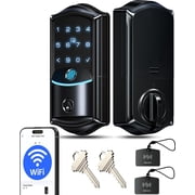 Veise Wifi Smart Door Lock, Fingerprint Keyless Entry Door Lock, Digital Keypad Deadbolt, Easy to Install, Matte Black