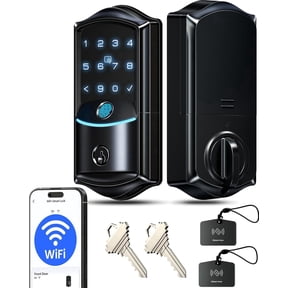 Veise VE027 Built-in Wi-Fi Smart Lock, Fingerprint Keyless Entry Front Door Lock, App Remote & Voice Control, No Hub Needed, Touchscreen Keypad Deadbolt, IP65 Waterproof, Easy to Install, Matte Black
