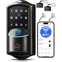 Veise Built-in Wi-Fi Smart Lock, Fingerprint Keyless Entry Door Lock, App Remote Control, No Hub Needed, Keypad Deadbolt, IP65 Waterproof, BHMA Grade 3, Matte Black