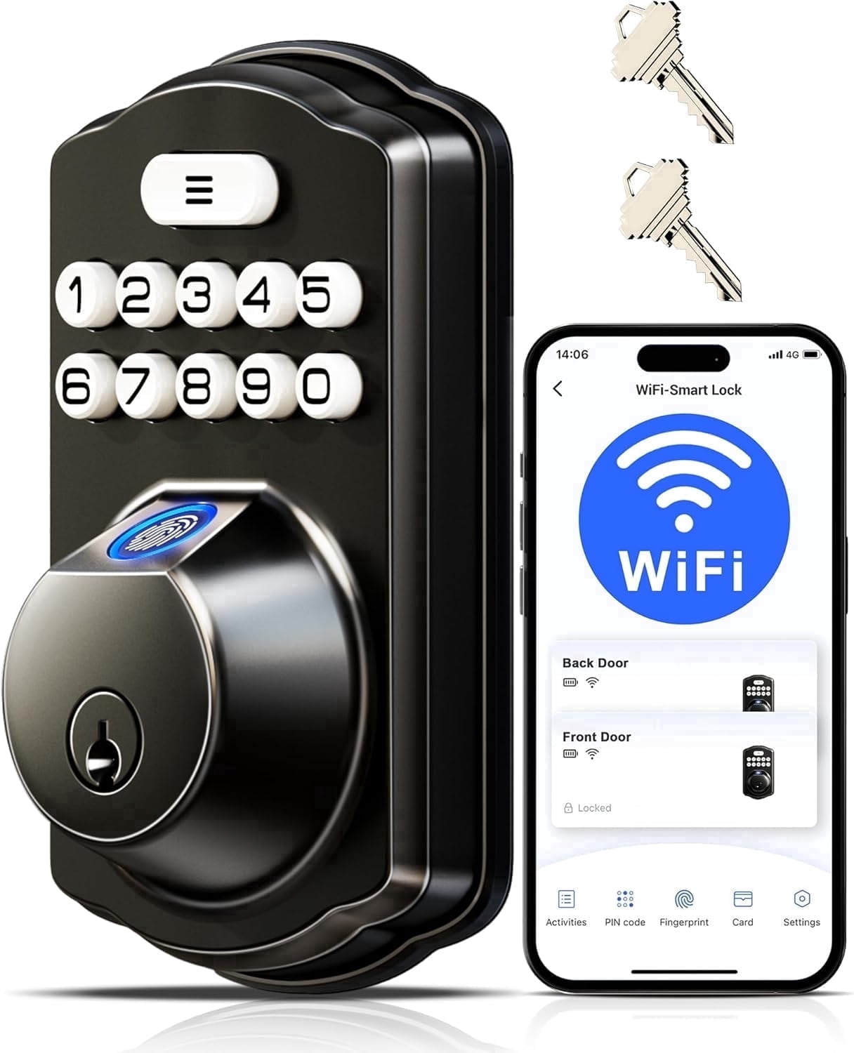 ^._.^♡ Schlage, Encode Wi-Fi Touch Screen Deadbolt, Keyless, Matte Black
