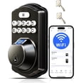 thumbnail image 1 of Veise Built-in WiFi Fingerprint Smart Lock, App Remote Control, Keyless Entry, Digital Keypad Deadbolt, Auto Lock, IP55 Waterproof, Matte Black, 1 of 9