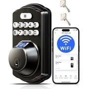 Veise Wifi Fingerprint Smart Lock, Keyless Entry, Digital Keypad Deadbolt, App Remote Control, Easy Installation, Matte Black