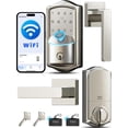 thumbnail image 1 of Veise Wifi Fingerprint Smart Locks for Front Door with 2 Lever Handle Set, Keyless Entry, Electronic Digital Keypad Deadbolt, App Control, Auto Lock, Easy to Install, Satin Nickel, 1 of 9
