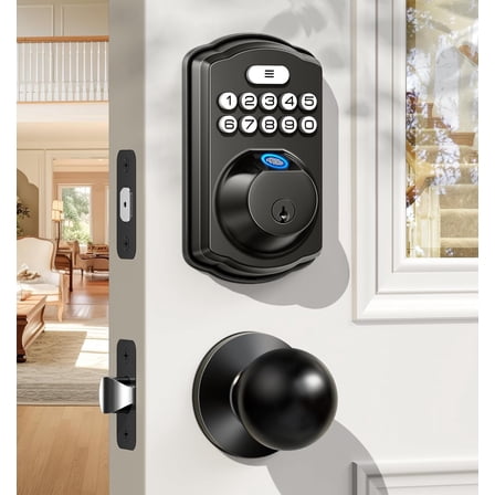 Veise Fingerprint Door Lock with 2 Knobs - Keyless Entry Door Lock with Knob, Electronic Keypad Deadbolt, Smart Front Handle Set, Auto-Locking, Waterproof, Easy Installation, Matte Black
