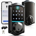 thumbnail image 1 of Veise Fingerprint Smart Door Lock, Keyless Entry, Electronic Touchscreen Keypad, App Control, Easy Install, Matte Black, 1 of 8