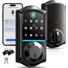 Veise Fingerprint Smart Door Lock, Keyless Entry, Electronic Touchscreen Keypad, App Control, Easy Install, Matte Black