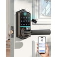 thumbnail image 1 of Veise Fingerprint Keyless Entry Smart Lever Lock, App Control Electronic Touchscreen Keypad, IP55 Weatherproof, Aluminum Metal Matte Black, 1 of 9