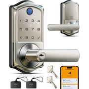 Veise Fingerprint Smart Lever Lock - APP Control, Keypad Door Lock with Handle, Keyless Entry for Front Door and Bedroom, Electronic Digital Knob, Remote Grant,