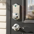 thumbnail image 1 of Veise Fingerprint Smart Lock with 2 Lever Handles, Keyless Entry Front Door Lock Set, App Control, Electronic Digital Keypad Deadbolt, Easy Installation, Emergency Power Port, Satin Nickel, 1 of 10