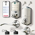 thumbnail image 1 of Veise Fingerprint Smart Lock with 2 Lever Handles, Keyless Entry Front Door Lock Set, App Control, Electronic Digital Keypad Deadbolt, Satin Nickel, 1 of 9
