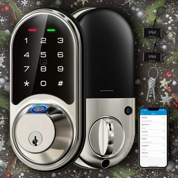 Veise Smart Lock RZ07 Keyless Entry Deadbolt, Fingerprint Bluetooth App Door Lock, Front Door Keypad