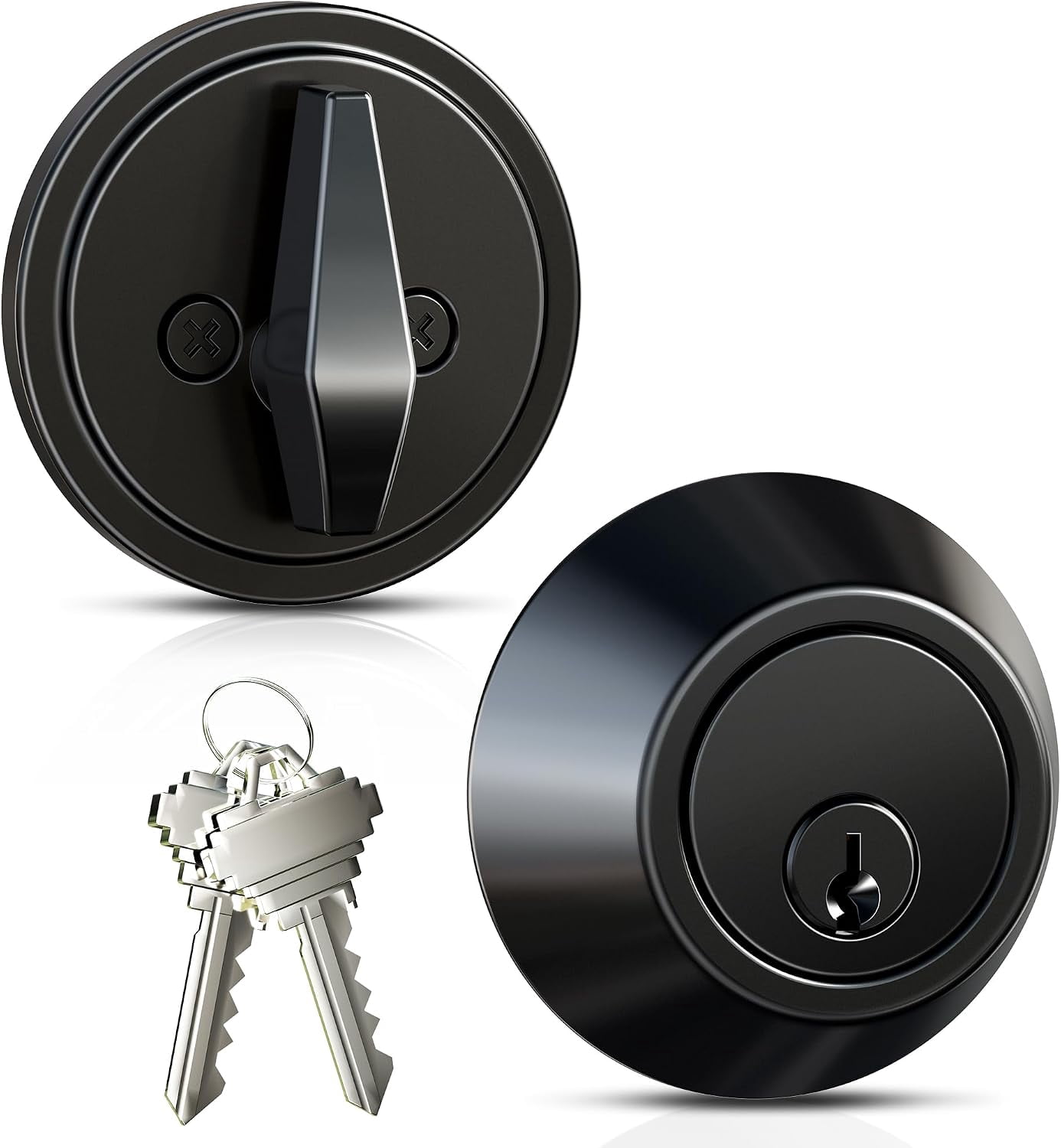 Veise Keyed Single Cylinder Deadbolt Lock, Inside Thumb Turn, Matte ...