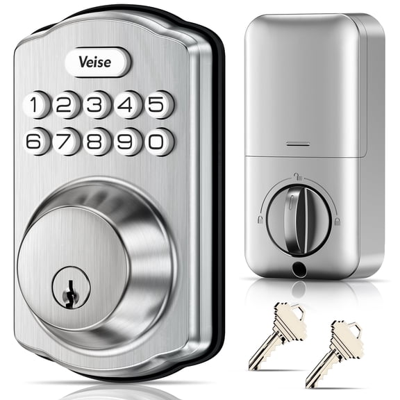 Veise Keyless Entry Door Lock, Electronic Keypad Deadbolt, Easy Installation, Auto Lock, Satin Nickel