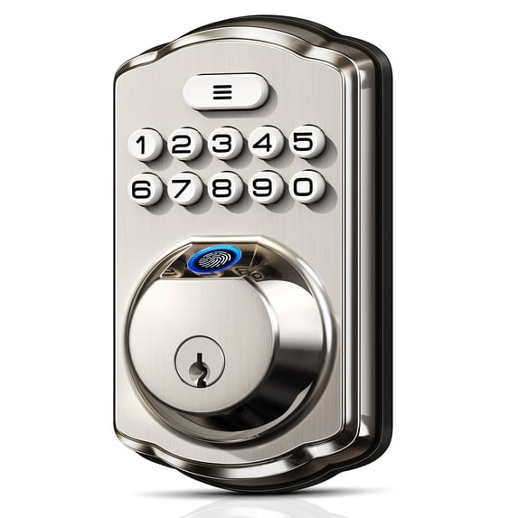 Veise Fingerprint Keypad Lock, Keyless Entry Door Lock, Electronic Keypad Deadbolt, Easy Install, Satin Nickel