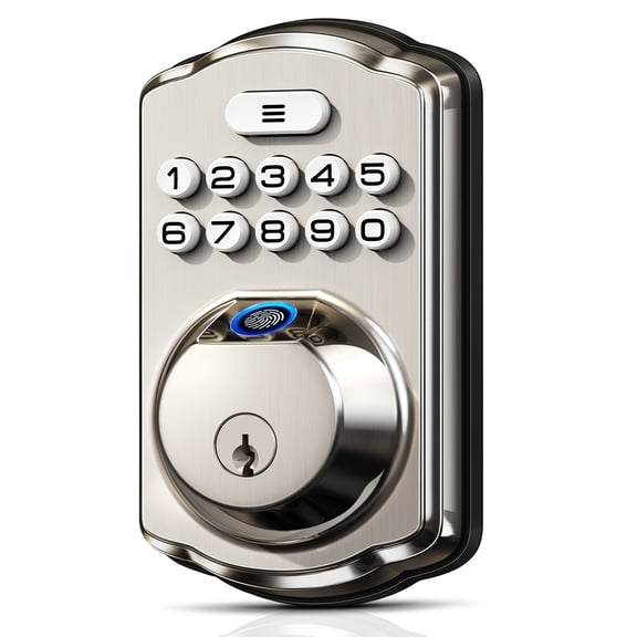 Veise Fingerprint Keypad Lock, Keyless Entry Door Lock, Electronic Keypad Deadbolt, Easy Install, Satin Nickel