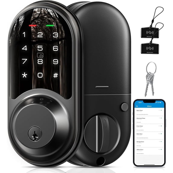 Veise Keyless Entry Smart Lock, Electronic Digital Deadbolt with Touchscreen Keypad, Auto Lock, Easy Installation, Matte Black
