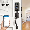 thumbnail image 1 of Veise Smart Door Lock with Handle Set, Fingerprint Keyless Front Door Lock, App Control, Easy Install, Matte Black, 1 of 11