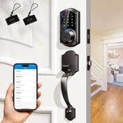 Veise Smart Door Lock with Handle Set, Fingerprint Keyless Front Door Lock, App Control, Easy Install, Matte Black