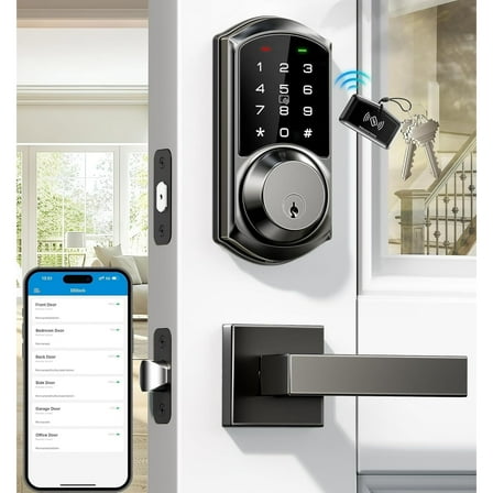 Veise Smart Locks with 2 Lever Handle Set, App Control, Keyless Entry Deadbolt for Front Door, Electronic Digital Touchscreen Keypad, Auto Lock, Waterproof, Easy Installation, Matte Black
