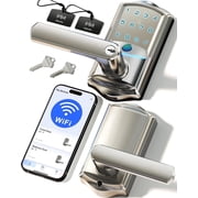 Veise Wifi Smart Lever Lock, Fingerprint Keyless Entry Door Lock with Handle, Easy Installation, Auto Lock, Satin Nickel